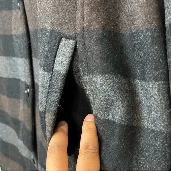 NWT Something Navy Charcoal Combo Plaid Fringe Shacket Size XL Women